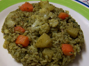 Palak Potato Pulao Recipe