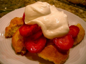 Strawberry Biscuit Pudding.
