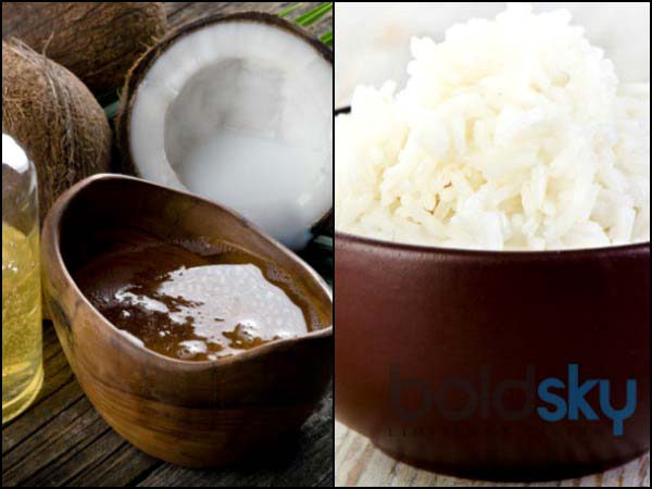 బియ్యం బరువులో 3 శాతం కొబ్బరి నూనెను