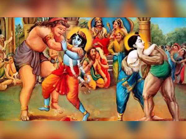 చాణూరుడు మరియు ముష్టికుడు అను మల్ల యోధుల సంహారం :