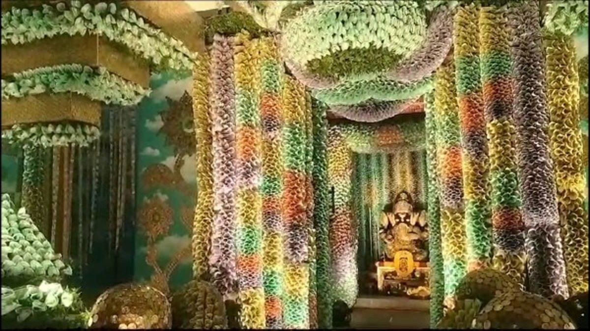 The Ganesha Temple Was Beautifully Decorated With Bundles Of Rs 3 Crore Indian Currency Notes In Ben